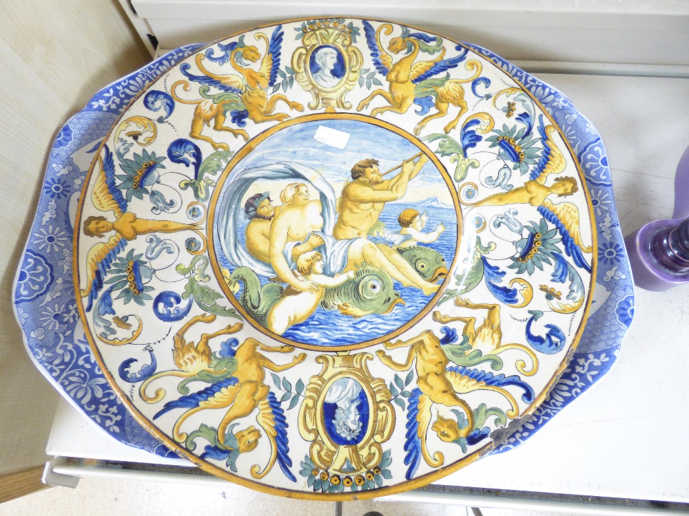 ITALIAN FIANCE CHARGER, EICHWALD CENTREPIECE, MEAT PLATE AND JUG - Image 6 of 8