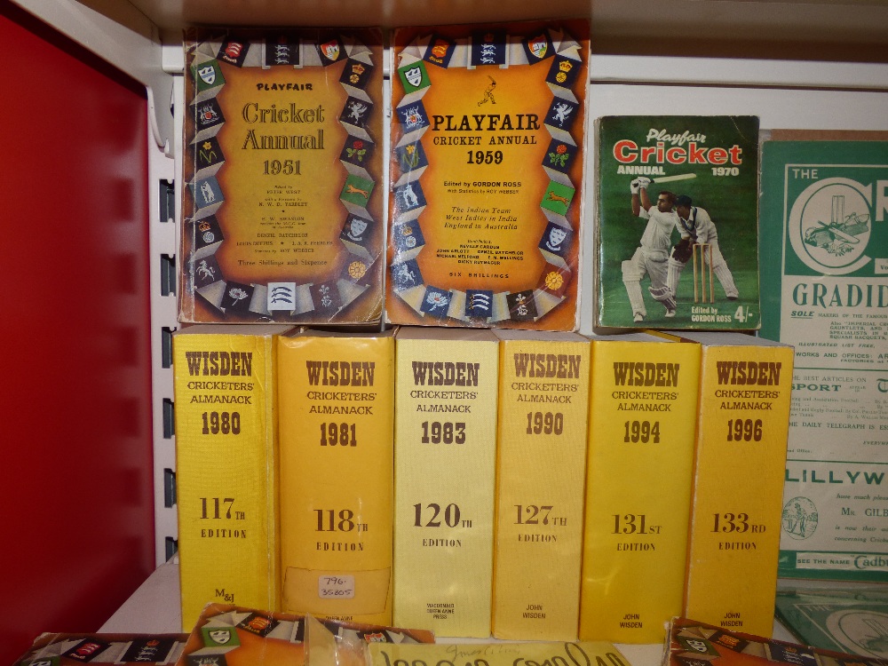 A QUANTITY OF CRICKET EPHEMERA INLUDING SIX WISDEN ALMANACS - 1980, 81, 83, 90, 94, 96 - Image 2 of 6