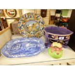 ITALIAN FIANCE CHARGER, EICHWALD CENTREPIECE, MEAT PLATE AND JUG