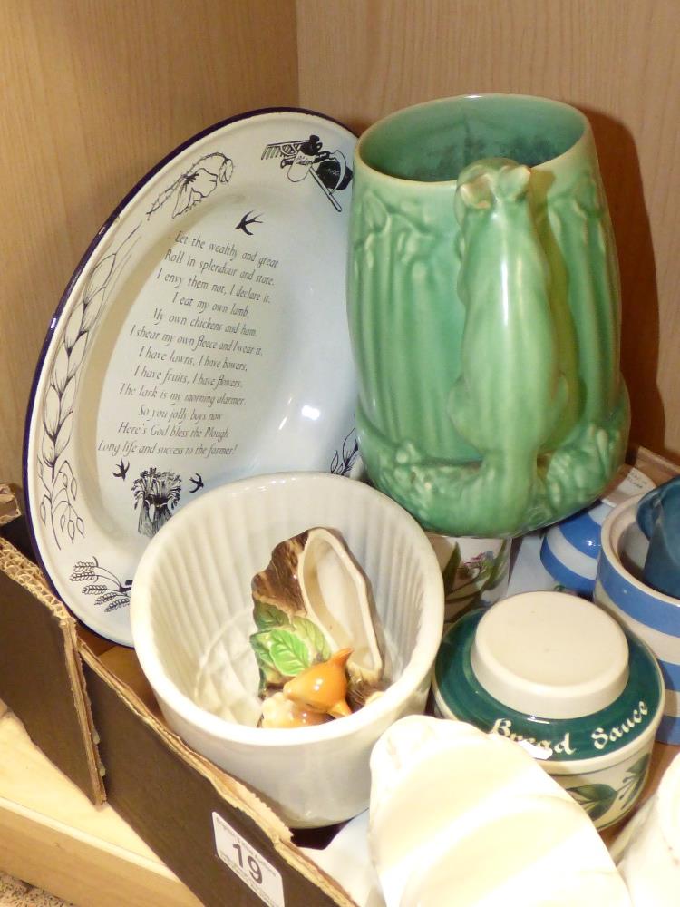 TWO CERAMIC JELLY MOULDS, SYLVAC JUG AND OTHER CERAMICS - Image 3 of 5