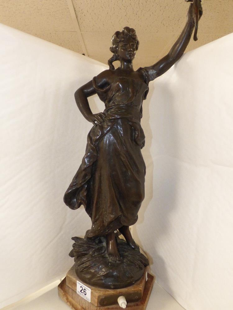 A LATE 19TH CENTURY SPELTER FIGURE LAMP 57CM HIGH - Image 2 of 8