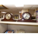 EDWARDIAN INLAID MAHOGANY MANTLE CLOCK AND OAK MANTLE CLOCK