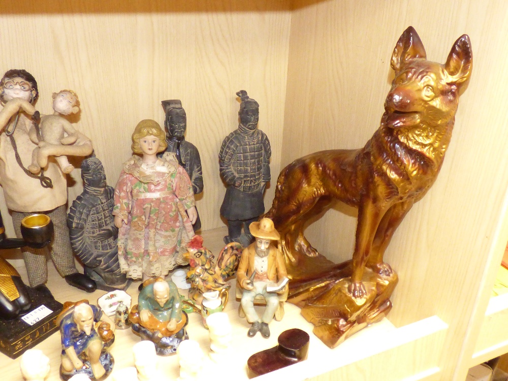 A PLASTER ALSATION FIGURE AND A SELECTION OF FIGURES AND MINIATURE BUSTS - Image 4 of 4