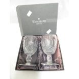 WATERFORD CRYSTAL BOXED SET OF TWO WINE GLASSES