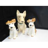 TWO SYLVAC CERAMIC DOGS AND ANOTHER