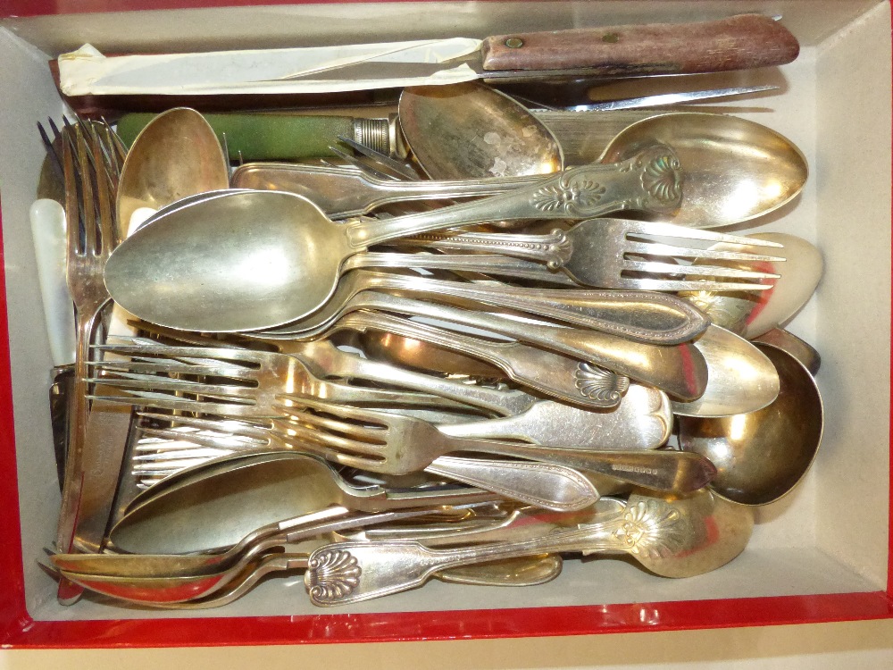 SET OF CUT GLASS BRANDY GLASSES AND A QUANTITY OF MIXED CUTLERY - Image 4 of 4