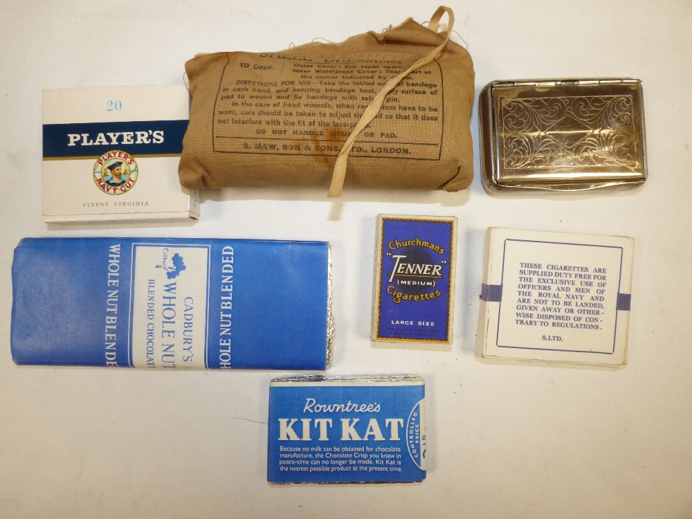 A SUITCASE OF MILITARY ITEMS BOTH ORIGINAL AND REPRODUCED INCLUDING ORIGINAL ANTI-GAS EYESHIELDS - Image 4 of 5
