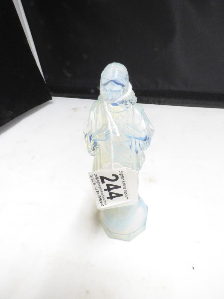 ART DECO MILKY GLASS FIGURE OF CHRIST. 15CM (UNMARKED) - Image 3 of 5