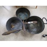 THREE VINTAGE COPPER SAUCEPANS