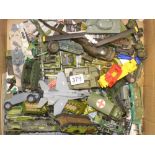 A QUANTITY OF MILITARY TOY VEHICLES INCLUDING DINKY AND MATCHBOX