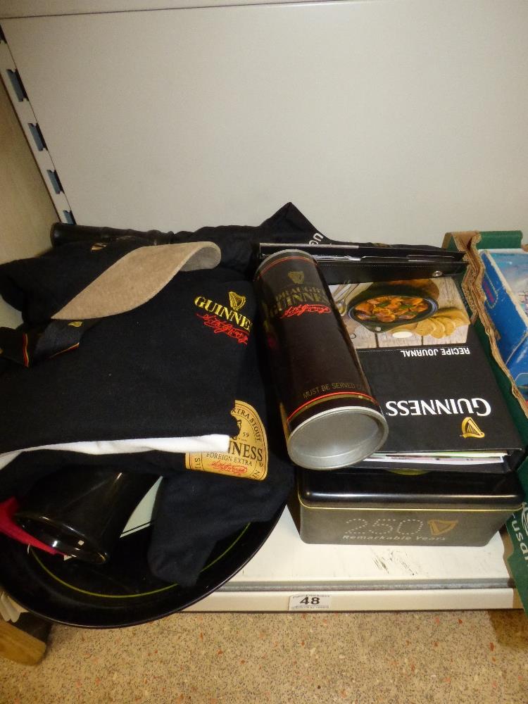 QUANTITY OF GUINNESS ADVERTISING ITEMS, INCLUDING A CUP, TRAY, CAP AND T-SHIRTS
