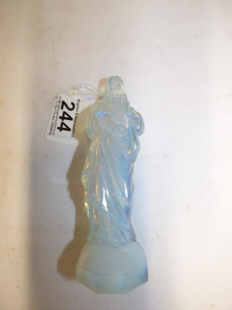 ART DECO MILKY GLASS FIGURE OF CHRIST. 15CM (UNMARKED) - Image 5 of 5