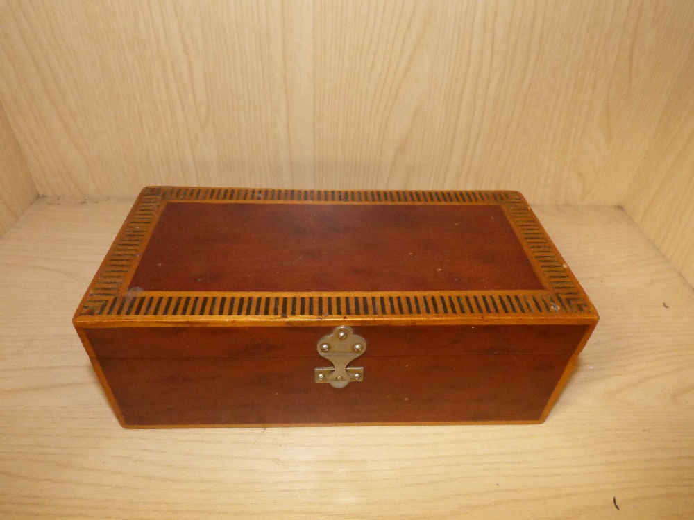 A YEW WOOD CIGARETTE BOX AND TWO OTHER BOXES - Image 4 of 4