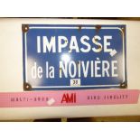 A FRENCH ENAMEL SIGN AND A PLASTIC SIGN - MULTI HORN AMI HIGH FIDELITY