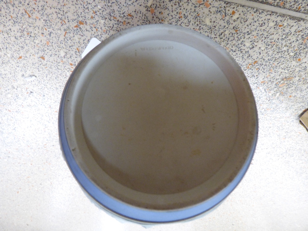 TWO WEDGWOOD BLUE AND WHITE JASPER WARE TEAPOTS, A WEDGWOOD BISCUIT BARREL, A COPELAND SPODE JUG AND - Image 3 of 3