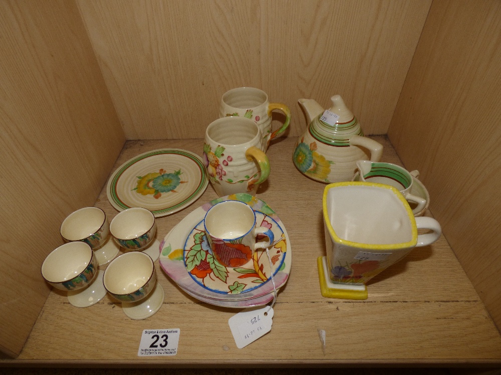 A QUANTITY OF ART DECO CERAMICS INCLUDING SOME CLARICE CLIFF AND OTHER ROYAL STAFFORDSHIRE