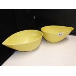 TWO ROSTRAND SWEDISH YELLOW CERAMIC BOWLS 11CMS HIGH