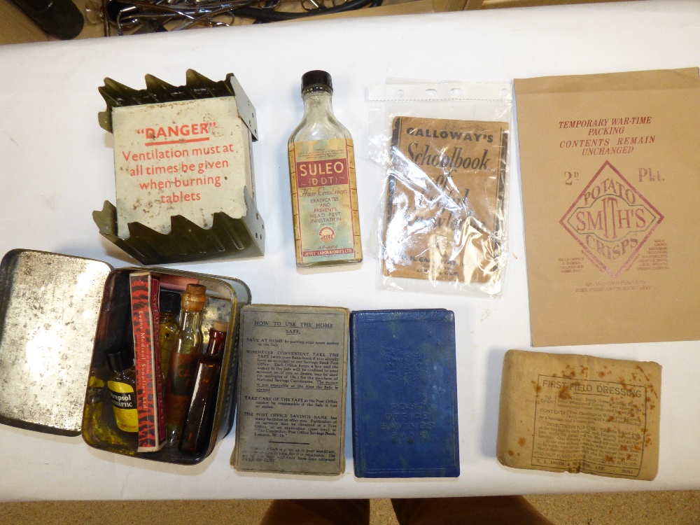 A SUITCASE OF MILITARY ITEMS BOTH ORIGINAL AND REPRODUCED INCLUDING ORIGINAL ANTI-GAS EYESHIELDS - Image 3 of 5