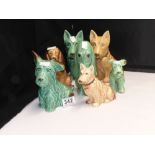 FOUR SYLVAC CERAMIC DOGS AND THREE OTHER DOGS