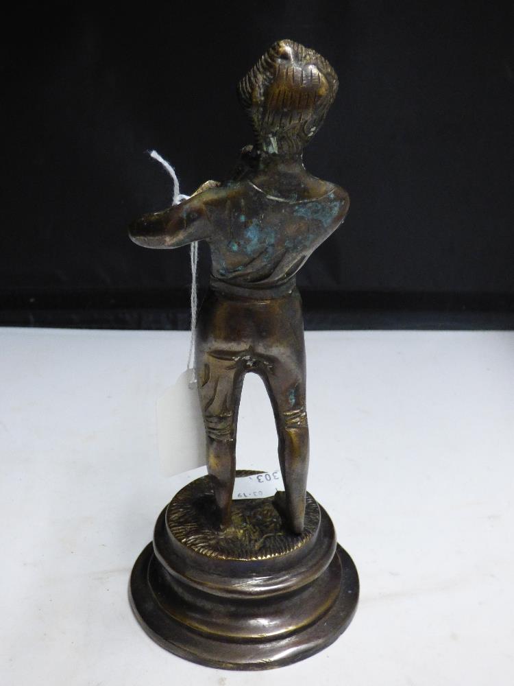 A BRONZE FIGURE OF A BOY WITH PIPE, 25CM HIGH - Image 3 of 4