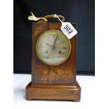 A VICTORIAN ROSEWOOD AND MARQUETRY INLAID MANTEL CLOCK
