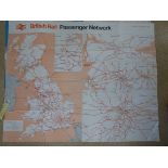 3X BRITISH RAILWAY REGIONAL MAP POSTERS 70 X 44CMS , TWO OTHERS 60X37CMS