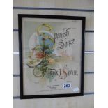 A FRAMED SMALL POSTER - FOR THE PARSH DANCE FOR VIOLIN & PIANO BY FRANK SAWYER, J&W CHESTER