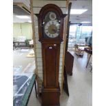 A 1930'S OAK CASED LONGCASE CLOCK WITH CHIMES FOR WESTMINSTER, ST MICHAEL AND WHITTINGTON