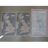 3 BRITISH RAILWAY MAPS OF UK AND DISTRICTS