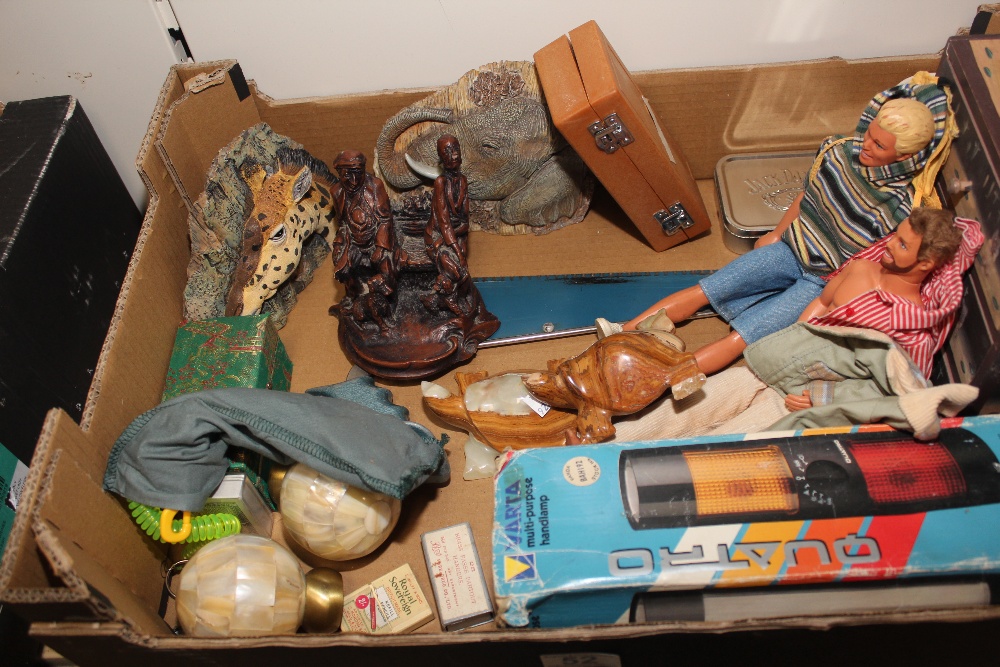 BOX OF MIXED ITEMS INCLUDING CRICKET BALLS AND VINTAGE SAW - Image 2 of 4