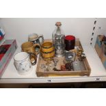 MIXED DRINKING RELATED ITEMS INCLUDING DARTMOUTH / WADE POTTERY