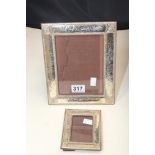 TWO ITALIAN 925 SILVER MOUNTED PICTURE FRAMES, LARGEST 24.5CM BY 19.5CM