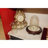 VINTAGE CLOCK PARTS INCLUDING 2 GLASS DOMES