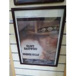 A FRAMED CLINT EASTWOOD POSTER ADVERTISING 'BRONCO BILLY' 1980 WARNER BROS