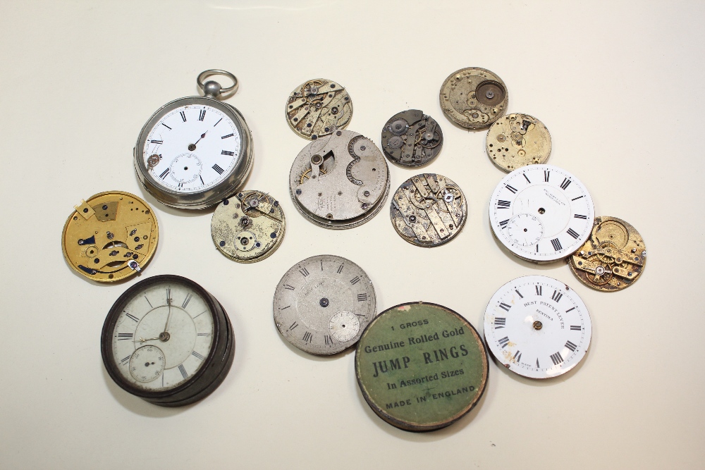 ASSORTMENT OF VARIOUS POCKET WATCH PARTS, COMPRISING MOVEMENTS IN VARIOUS CONDITION, ENAMEL DIALS - Image 2 of 3