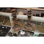 PAIR OF 19TH CENTURY BRONZE ROCOCO CANDLESTICKS 22 CMS