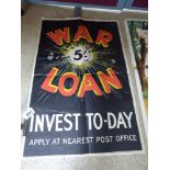 ORIGINAL WAR LOAN INVEST TODAY POSTER FROM WW1