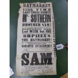 THEATRE ROYAL HAYMARKET ADVERTISING POSTER FROM 1866