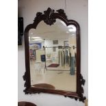 BEVELL EDGED VICTORIAN MAHOGANY OVER MANTLE MIRROR