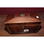 SARCOPHAGUS TEA CADDY, FLAME MAHOGANY