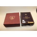 A COURVOISIER XO COGNAC, 70CL 40% VOL IN ORIGINAL BOX, CORK AND LID A/F TOGETHER WITH A BURNS SET OF