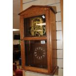 OAK CASED SKELETON WALL CLOCK A/F