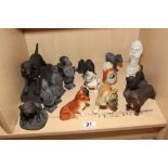 GROUP OF ANIMAL FIGURES AND TERRACOTTA WARRIORS, BULL DOGS BY ARTHUR BOWKER
