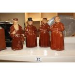 4 CERAMIC DECANTER FIGURES 1 BEING A/F