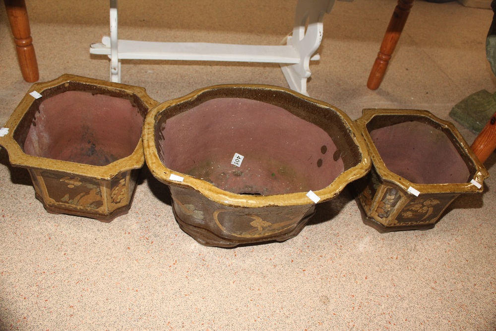 3 CERAMIC PLANTERS