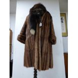 A VINTAGE FUR COAT AND STOLE, WEALD FURRIERS