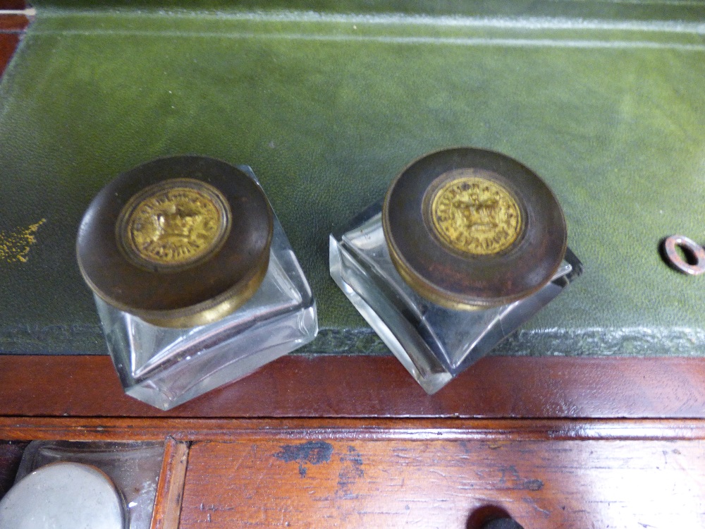 A LATE VICTORIAN WOODEN BOX, BRASS PLAQUE ON LID INSCRIBED DECEMBER 1883, TOGETHER WITH A LATER - Image 4 of 6