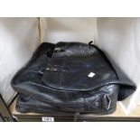 A BLACK LEATHER HOLDALL BY QUADRA