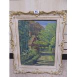 OIL ON CANVAS TITLED "A SUSSEX LANE" BY HORACE SHERRINGTON, FRAMED