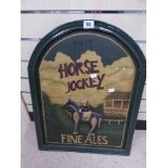 A REPRODUCTION WOODEN PUB SIGN "THE HORSE & JOCKEY"